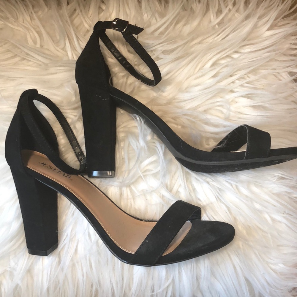 Black straps heels